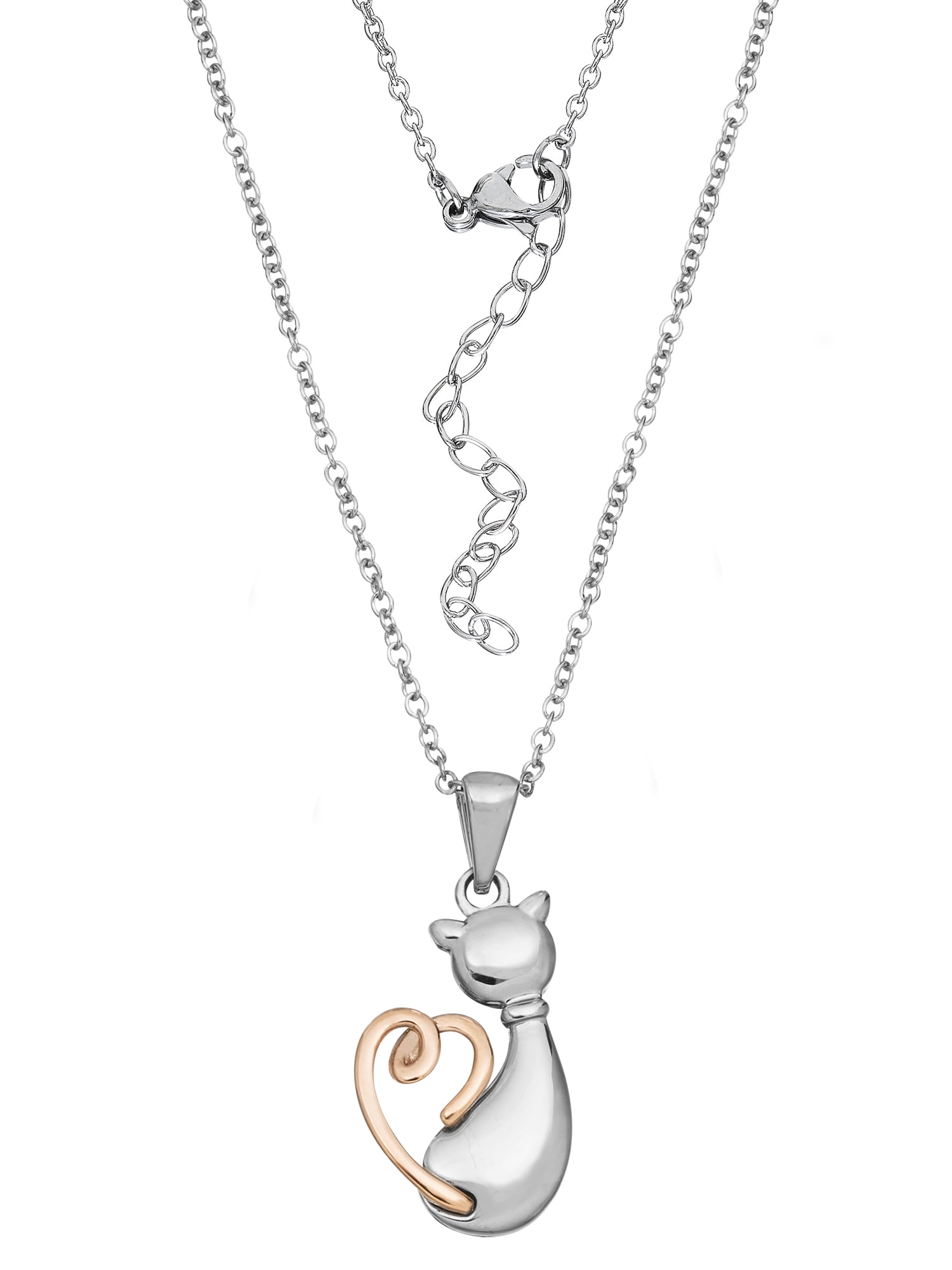Connections from Hallmark- Women's  Stainless Steel Cat Pendant, 18