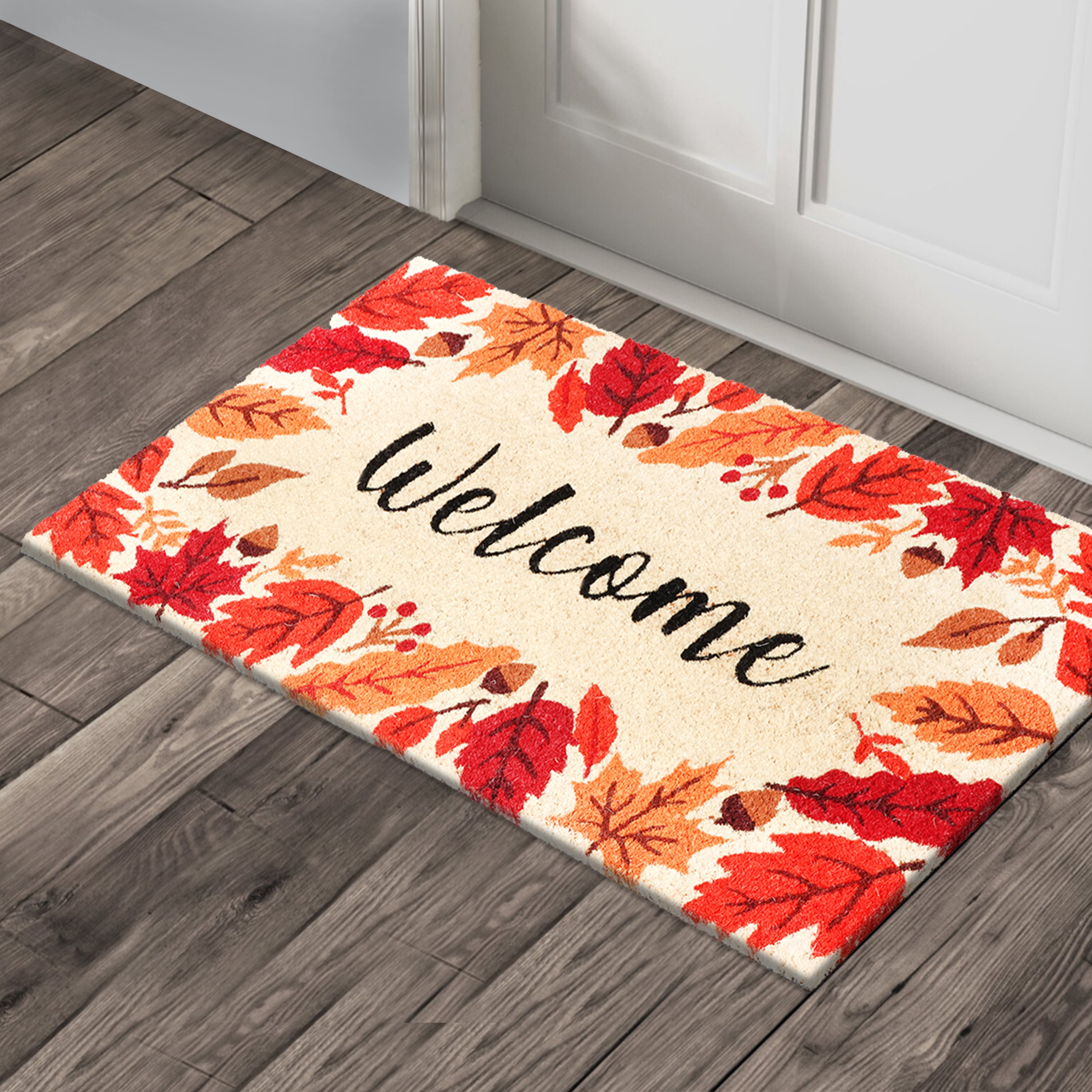 A1HC Natural Coco Coir Doormat, Autumn Maple Leaves, 18"x30", Durable Outdoor Welcome Mat, Non-Slip, Easy to Clean, Pet Friendly