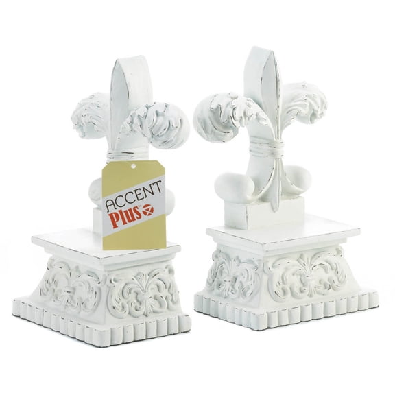 Home Decorative Fleur-De-Lis Bookends Set - Polyresin
