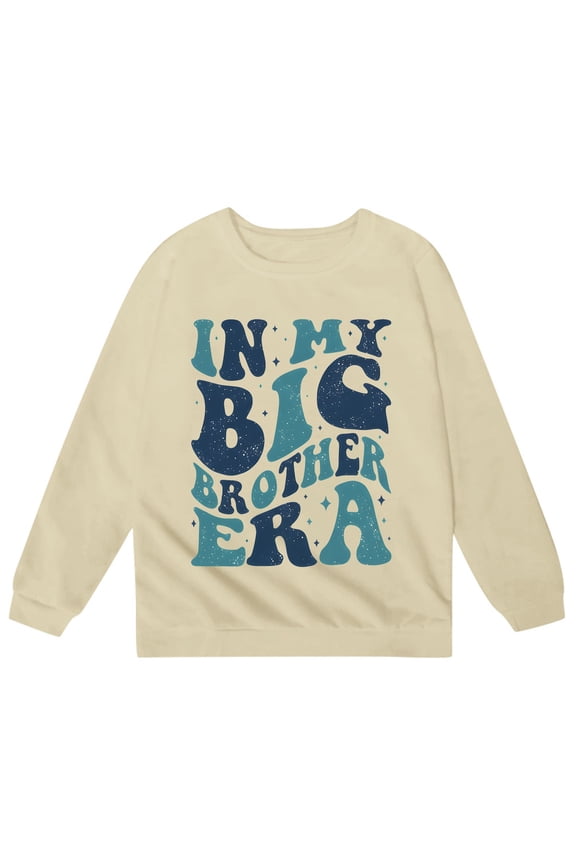 Kids Crewneck Pullover Sweatshirts Big Bro Letter Graphic Long Sleeve Casual Loose Fit Everyday Wear Tops
