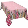thumbnail image 1 of Rectangle Pink Christmas Tree Tablecloth Waterproof & Stainproof Tablecloths,Wipeable Table Cloth Wrinkle-Free for Round/Rectangle/Oval/Square/Party,Snowflake Forest Plaid Leopard Print Dot 60x120, 1 of 6