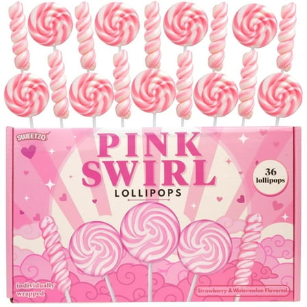 Pink Swirl and Twist Lollipops, Birthday Party Candy, 36 Count, 15.24 Ounce Box