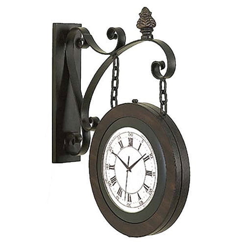 EC World Imports 15'' Handcrafted Metal Hanging Double Face Clock