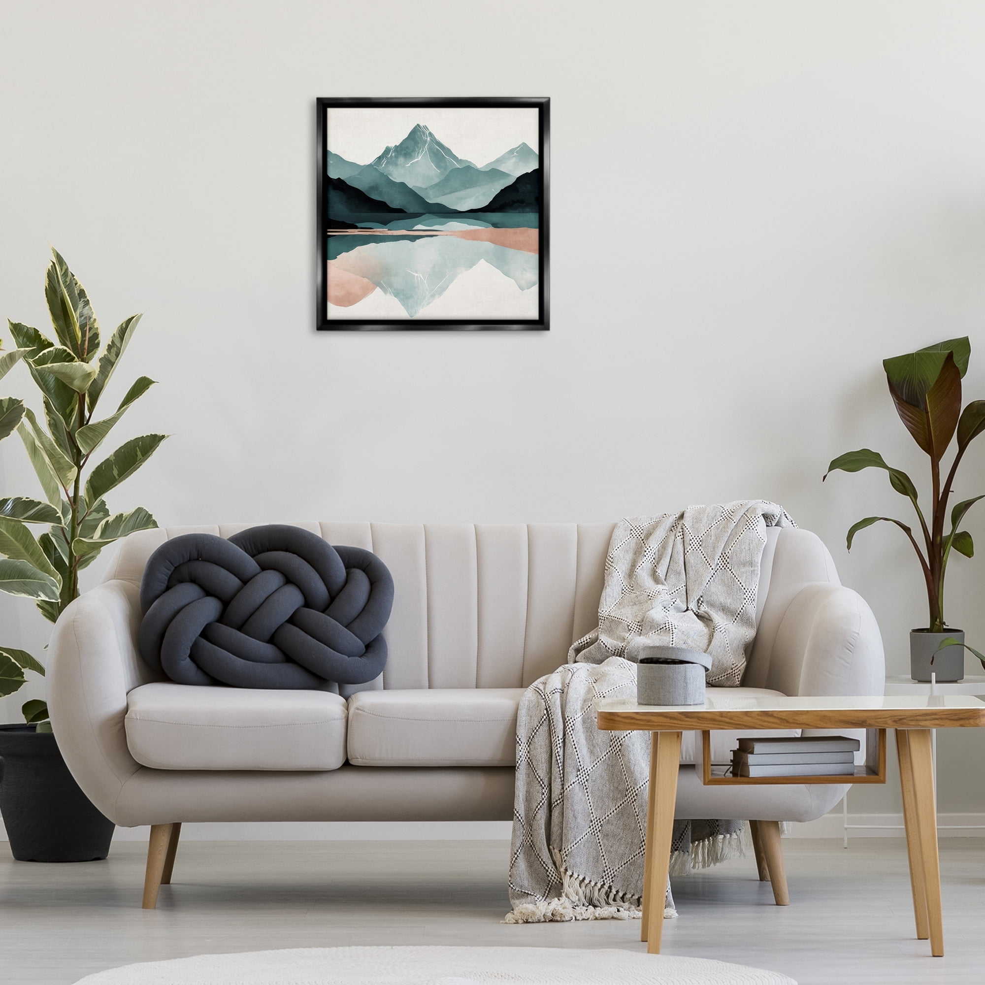 Stupell Industries Reflections of High Peaks Landscape & Nature Painting Black Floater Framed Canvas Art Print Wall Art, 25 x 25
