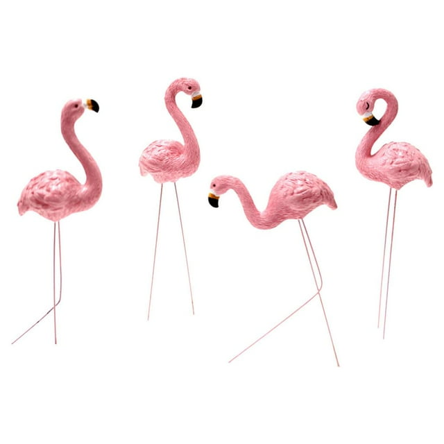 Almencla 4 Pieces Animal Plug in Artificial European Flamingo Decoration for Garden