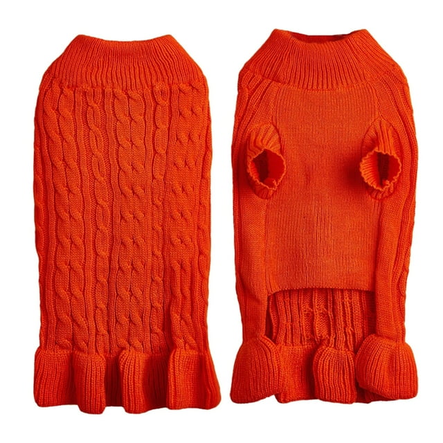2025 Col Roulé Chaud Élégant Corde Vêtements pour Animaux pour Chiens Moyens Chandail pour Animaux Tricot Extensible Cintres et Support pour Vêtements pour Animaux Robe Chandail à Volants