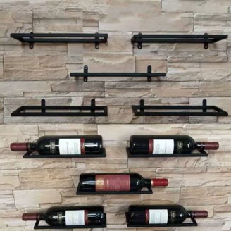 Wall Mounted Wood Wine Rack 4 Bottle Vertical Nautical Rope Elegant ...