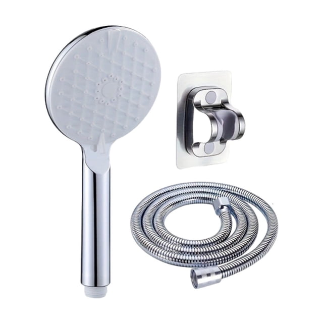 High Pressure Handheld Shower Head with Hose and Stand, 3-Piece Set, Large Panel, 5 Spray Patterns, Easy Wall-Mount Installation, Leak-Proof for Home Bathroom Cleaning