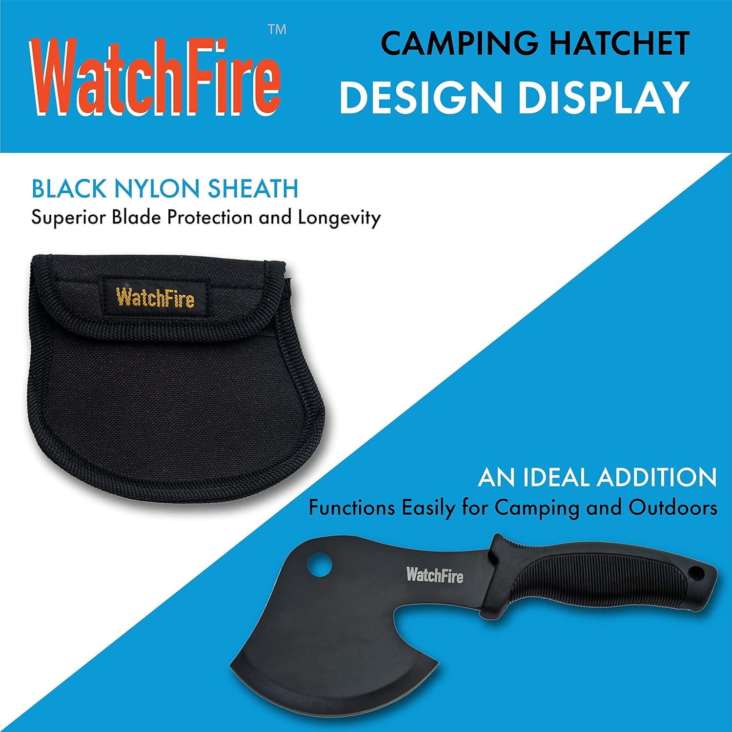 Rite Edge 10 Inch Hatchet Black Blade Finish Slip Resistant Handle with Nylon Sheath Compact Outdoor Camping Chopping Tool for Hiking and Utility
