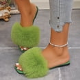 thumbnail image 5 of Xfvqtps Womens Flat Sandals Fluffy Open Square Toe Breathable Non Slip Outdoor Indoor Comfort Casual Slide, 5 of 7