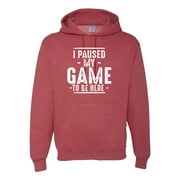 Wild Bobby I Paused My Game to Be Here Funny Video Gamer Humor Joke Men Pop Culture Hooded Sweatshirt Graphic Hoodie, Vintage Heather Red, Medium