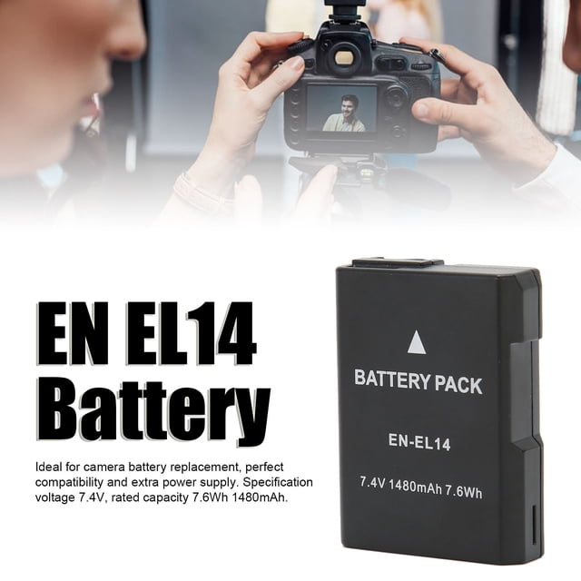 Batería de iones de litio EN EL14, batería de repuesto para cámara de 1480mAh para Nikon D5300 D3200 D5200 D3400 D5600 D3500 D3300 D3100