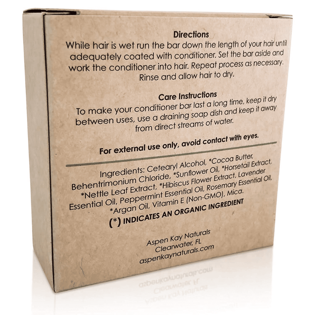 Solid Conditioner Bar, Made With Natural & Organic Ingredients, All Hair Types including frizzy hair, Sulfate-Free, Cruelty-Free & Vegan 2.3 Ounce Bar. (Rosemary & Peppermint)