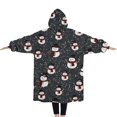 thumbnail image 2 of Oversized Wearable Blanket Hoodie,Black Christmas Snowman Pattern Sherpa Blanket Hoodie with Super Pockets,Super Warm Fuzzy Pullover for Women & Men, 2 of 6