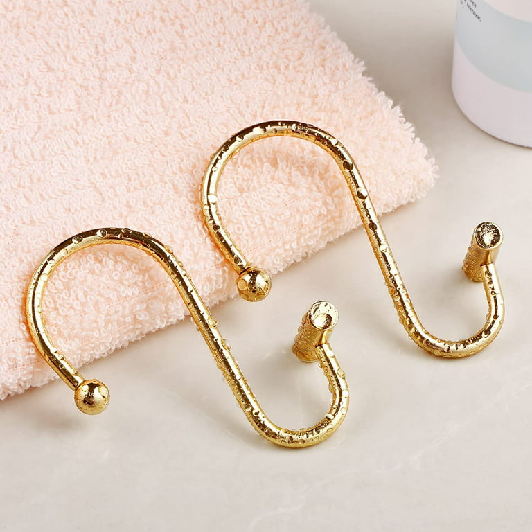 Metal Shower Curtain Hooks, Set of 12, Rust Proof Shower Curtain Hooks Rings,  Durable S Shaped Hooks Hangers for Shower Curtains, Kitchen Utensils,  Clothes, Towels 