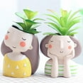 thumbnail image 1 of Paquete de 2 niñas con soporte jardín interior y exterior decorativo Macarena Maceta de chicas de resina, 1 of 8