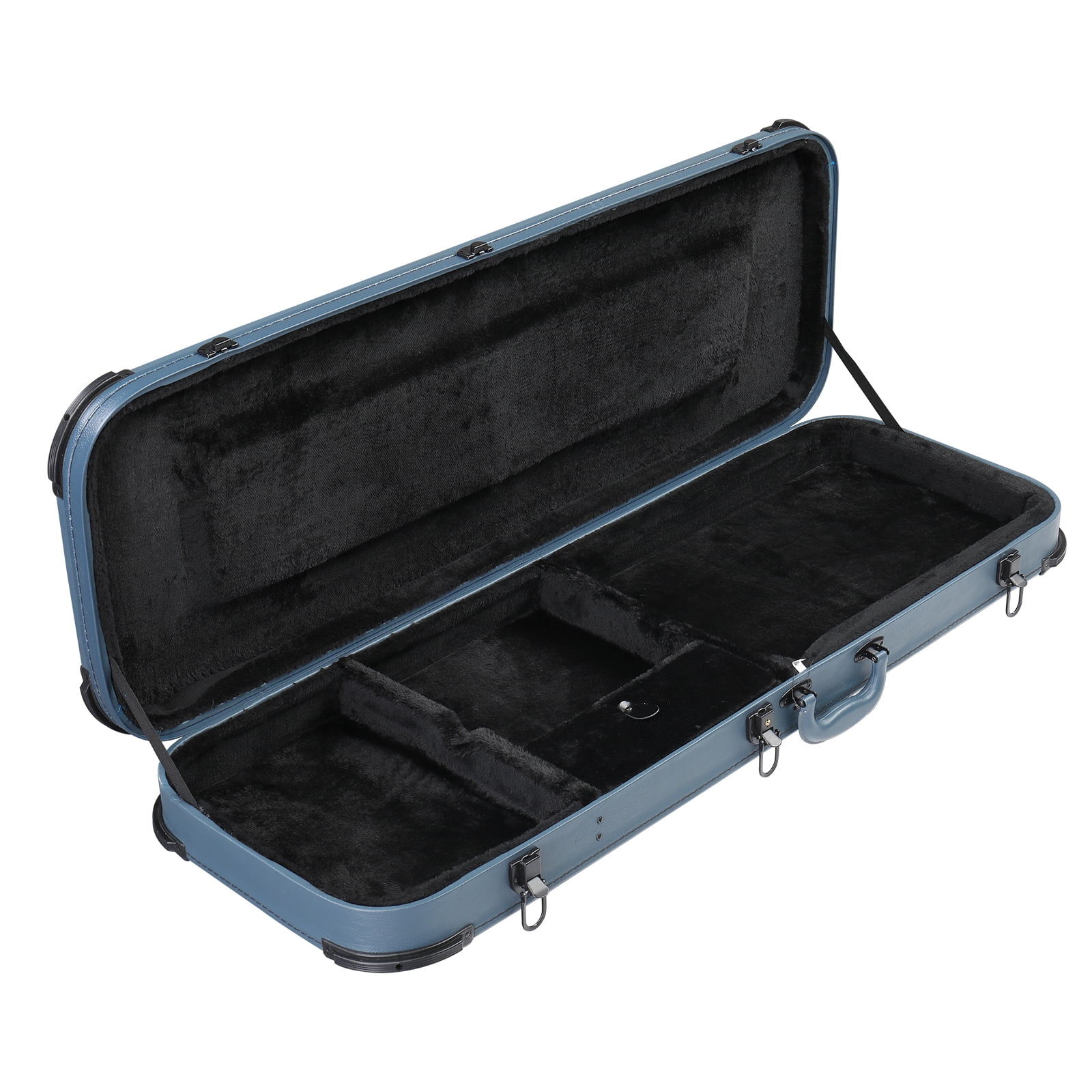 Electric Guitar Square PU Hard Case with Protective Sleeve Fits ST TL Burning fire 170 Style Electric Guitar, Blue