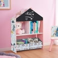 thumbnail image 2 of LuxenHome Children's Multi-Functional House Bookcase Toy Storage Bin Floor Cabinet with Blackboard, Pink, 2 of 6