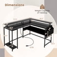 thumbnail image 3 of Gymax L-Shaped Gaming Desk w/ LED Lights & Power Outlets Monitor Stand Fabric Bag, 3 of 10