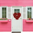 thumbnail image 5 of Pre-Lit Valentine Heart Shaped Wreaths, Red Tinsel Heart Shaped Wreaths with Foil and LED Light Hearts Love Hanging for Valentine's Day Wedding Front Door Wall Window Mantel Decor, 5 of 9