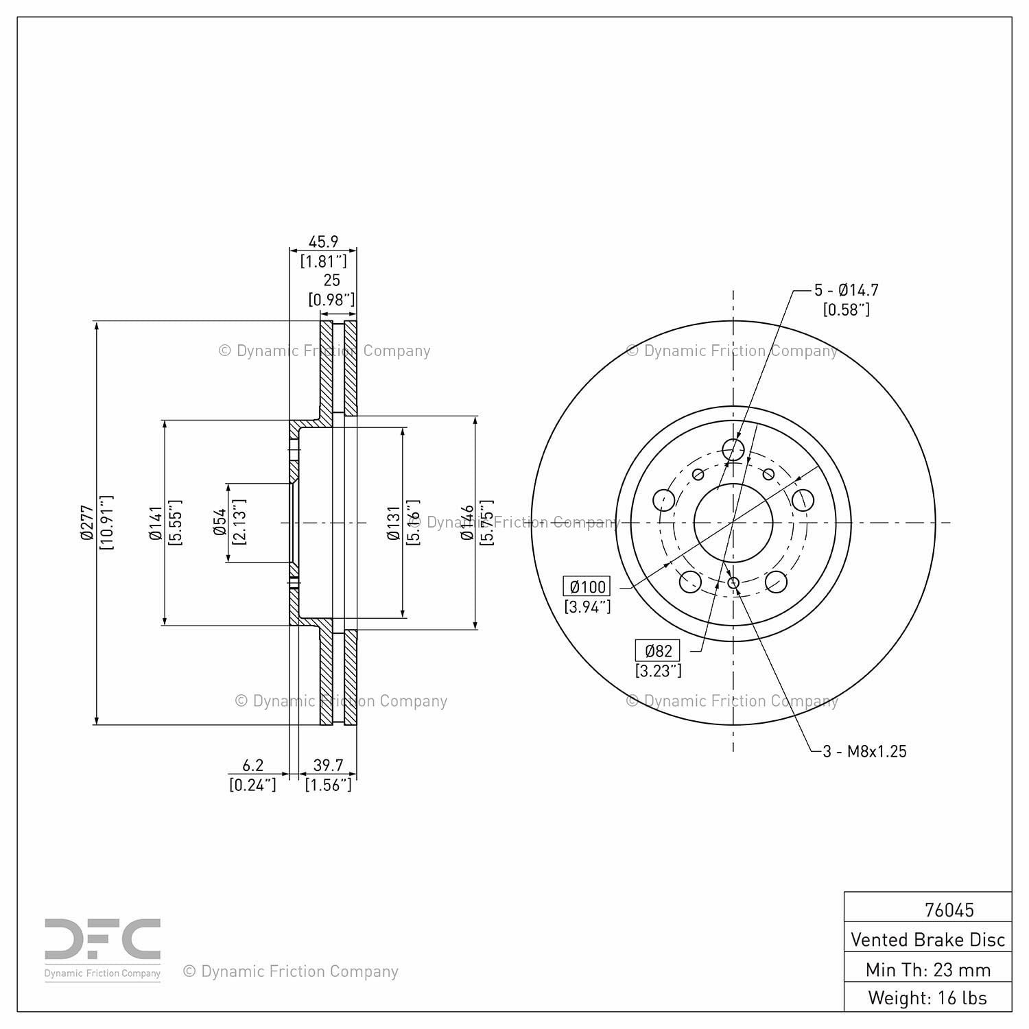 Front Dynamic Friction Company Disc Brake Rotor 600-76045 (1) For 1990-1993 Toyota Celica