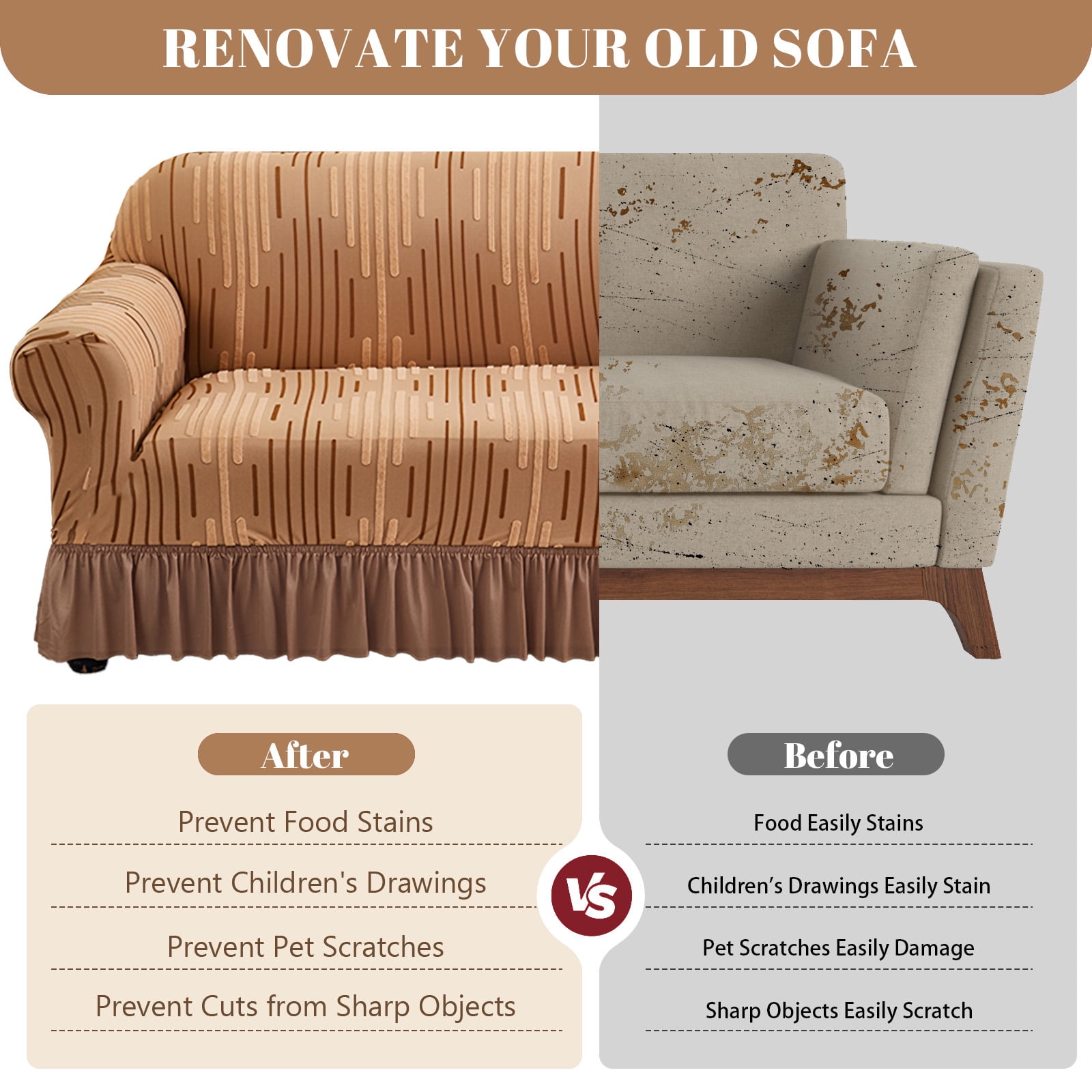 ANMINY Stretch Sofa Slipcover with Skirt Non-Slip Jacquard Universal Soft Sofa Cover with Elastic Bottom Couch Protector 1-Seater (35.4"–55.1")