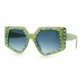 thumbnail image 4 of Womens Mod Geometric Pentagon Plastic Retro Oversize Fashion Sunglasses Green - Navy, 4 of 8