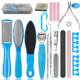 thumbnail image 1 of Kit de cuidado de pies de acero inoxidable 20 en 1, removedor de callos y piel muerta, raspador de pies, herramientas de pedicura para mujeres, hombres, salón en casa (azul), 1 of 5
