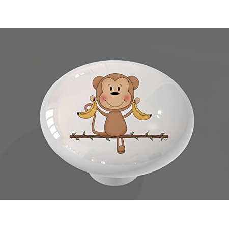 Monkey And Bananas High Gloss Ceramic Drawer Knob By Gotham Decor