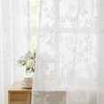 thumbnail image 2 of Exultantex Sheer Voile Curtains with Embroidered Leaf & Rod Pocket, 54x95 Inch, White, 2 of 6