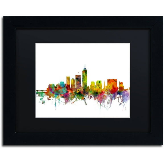 Trademark Fine Art 'Indianapolis Indiana Skyline' Canvas Art by Michael Tompsett, Black Matte, Black Frame