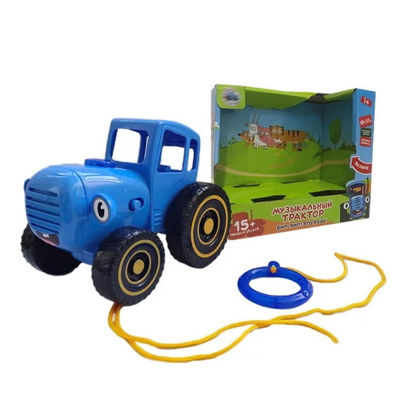 BESTSKY Blue Farm Tractor Toy for Toddlers, Friction Powered Sliding Car with Music and Lights, Educational Vehicle Gift for Kids Indoor Play