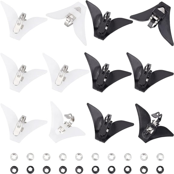 1set 20pcs 2 colors Tie Clips Bowtie Hardware Fastener Black Silver Iron Clip-On Tie Clip with Plastic Fixed Collar Clips for DIY Bowtie Hardware Closure 54mm × 30mm