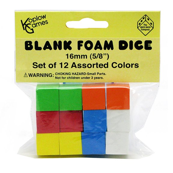 Koplow Games Assorted 16 mm Foam Blank Dice KOP17335