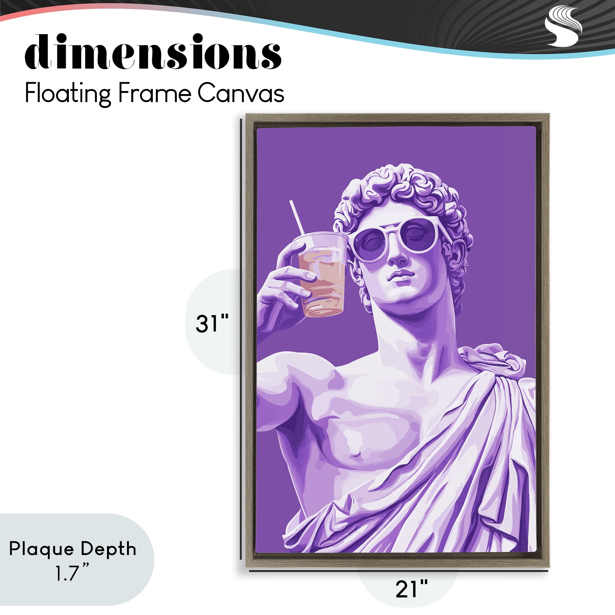 Stupell Industries Greek Statue Cheers Brown Framed Floater Canvas Wall Art, design by Andreas Magnusson