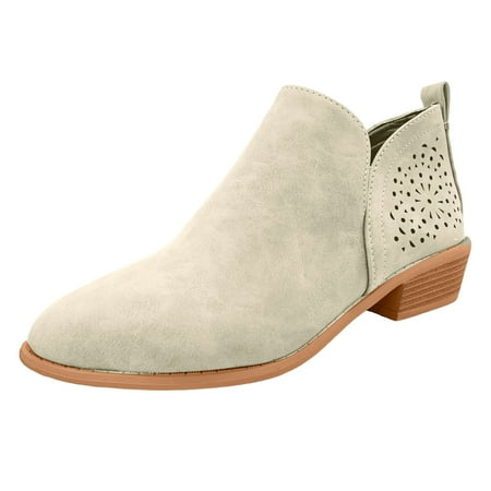 

Gubotare Womens Boots Ankle Women s Low-heeled Ankle Boots Riding Boots for Women Winter Dress Shoes for Women Cowboy Warm Fashion Womens Boots (Grey 6.5)