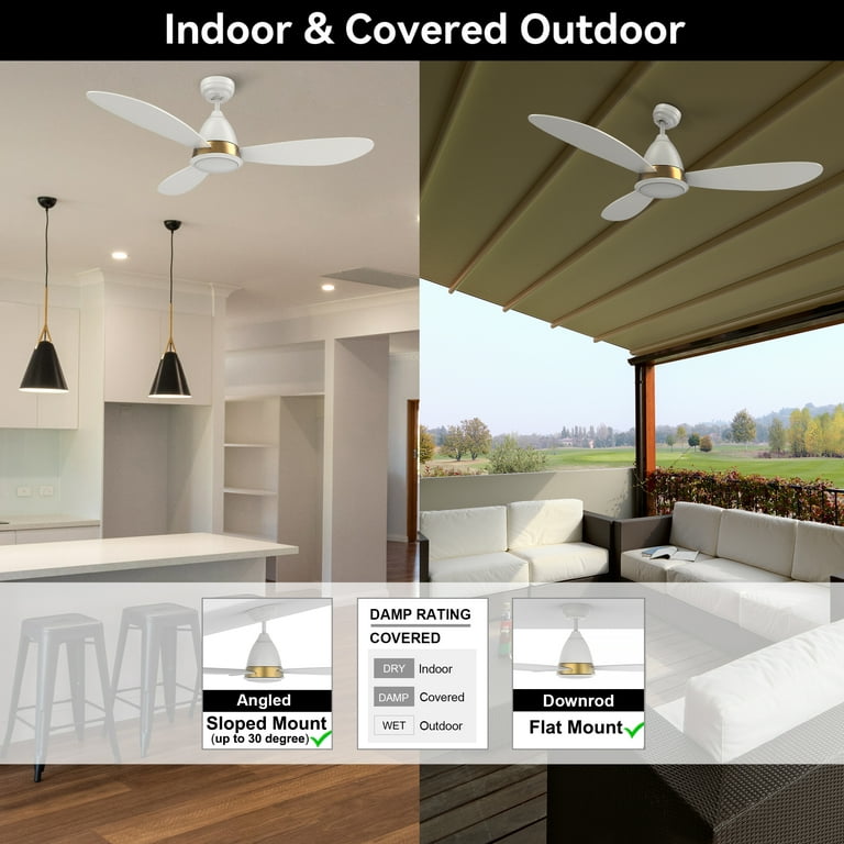 Smaair 52" Silent DC Smart Ceiling Fan with Dimmable LED Light and Remote Walmart.com