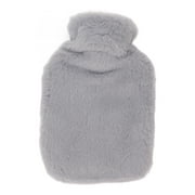 Hot Water Bottle with Soft Plush Cover Men Women Portable PVC Hot Water Bag Warmer for Hands Abdomen 1L Gray