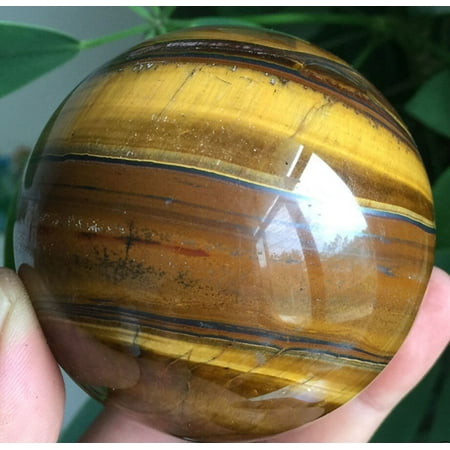 Natural Yellow Tigers Eye Quartz Crystal Sphere 50mm With Stand Stone Decor Meditation Healing Craft