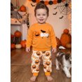 thumbnail image 4 of RUINIXCW Toddler Baby Boy Girl Halloween Outfit Infant Baby Boy Girl Fall Winter Clothes Pumpkin Bat Embroidery Long Sleeve Sweatshirt with Pants Set, 4 of 8