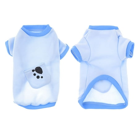 - Unique Bargains Paw Print Doggie Pet Dog Cat Warm Apparel Jacket Shirt Coat Blue M