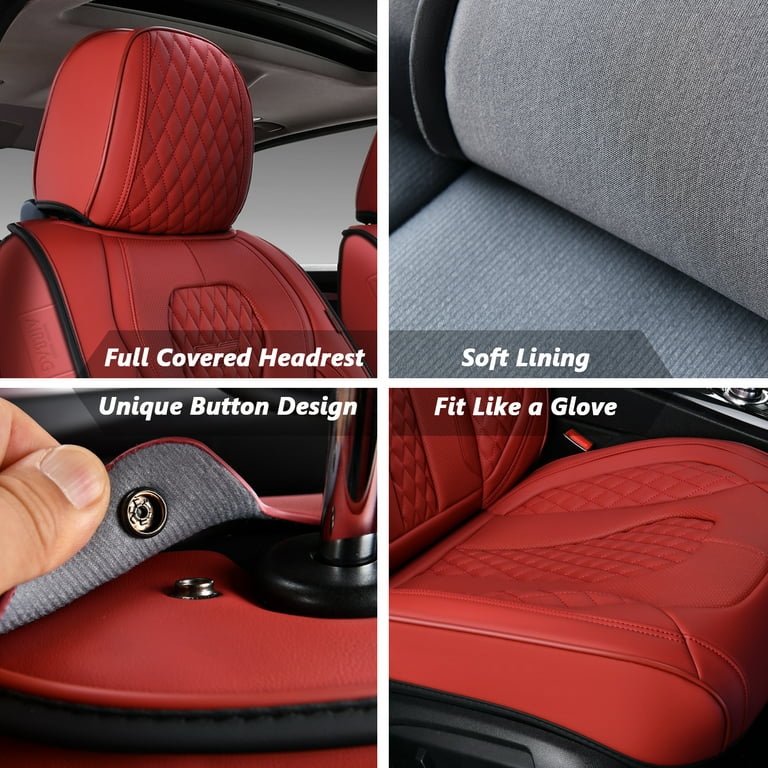Coverado Red Front Seat Covers Set For Car, 2 Seats Premium