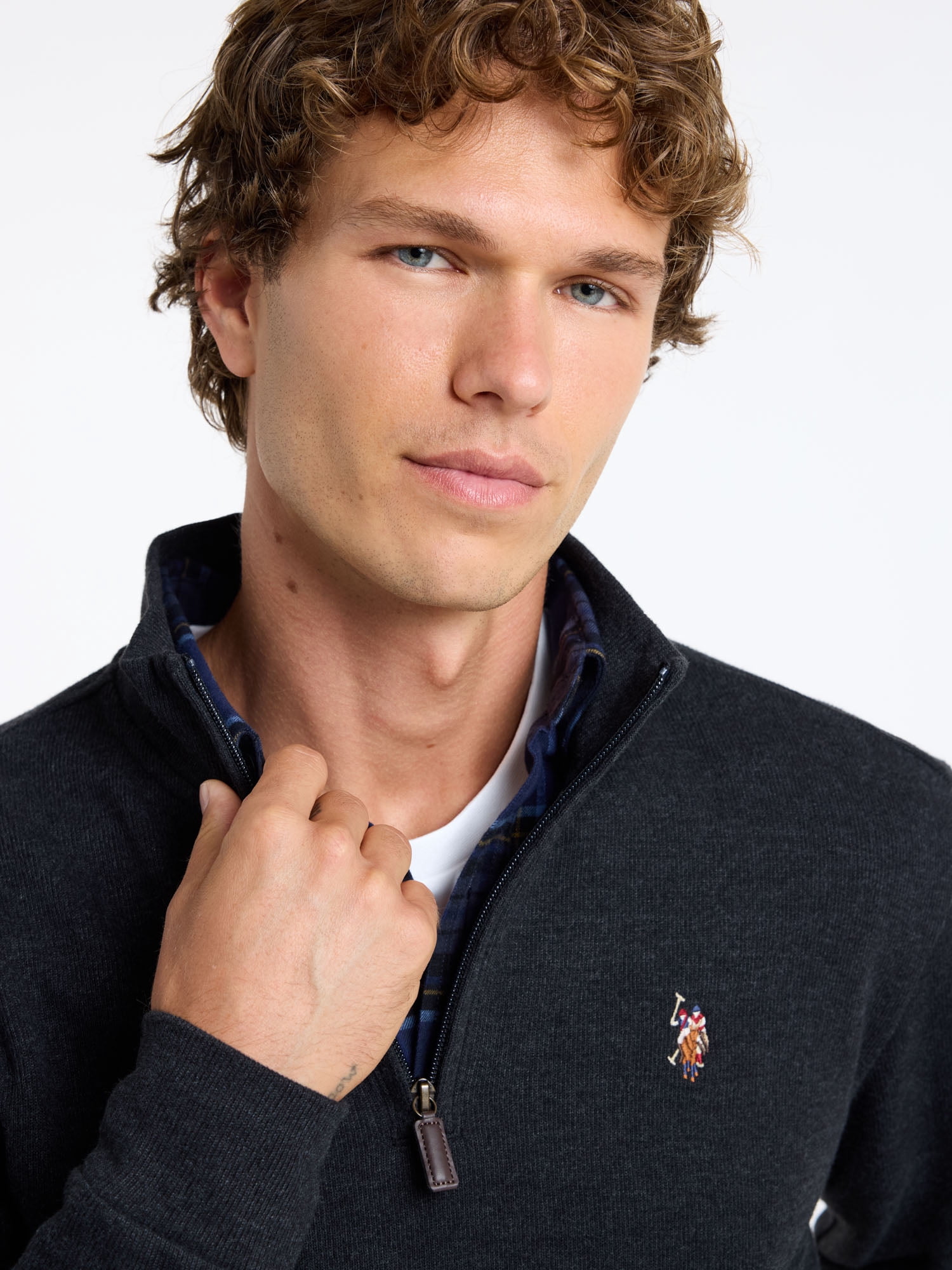 U.S. Polo Assn. Men's Quarter Zip Flatback