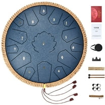 VEVOR Steel Tongue Drum, 14 in & 15 Notes, Rain Drum for Outside Garden, D Major Key, Tank Drum with 2 Mallets & Carry Bag, Hand Pan Drum Percussion Instrument for Musical Education Yoga, Navy Blue