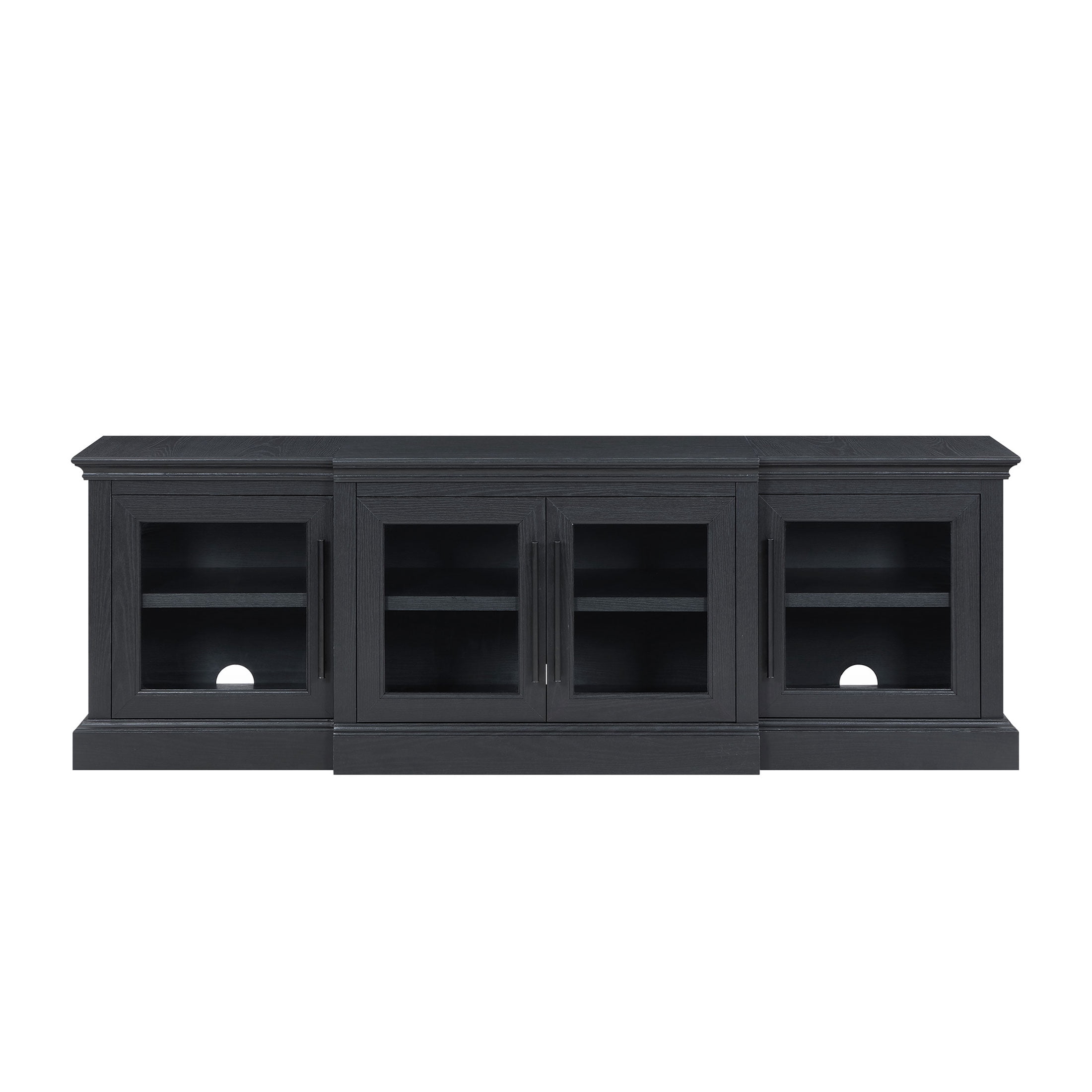 Whalen Rowan Low Profile TV Stand for TVs up to 85", Black Oak Finish