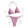Xucatan Women's Striped Two Piece Swimsuit Bikini Set with Removable Pads Push Up Tops, High Waisted Bottoms Tummy Control Modest Swimwear Summer Beach Vacation Gift