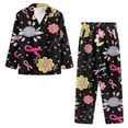 thumbnail image 3 of Renewold Durable Button Pajama for Women Pink Ribbon Flowers Fight Breast Cancer Print Athletic Jogger/Walking Clothing Size 3XL 2PCS Indoor Relaxed Daily Wear Lounge Set Home Sleepwear, 3 of 6