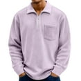 thumbnail image 2 of Domuza Men's Corduroy Sweatshirt Casual Stand Collar 1/4 Zip Up Pullover Top Spring Fall Stylish Loose Fit Ribbed Long Sleeve Sweatshirts Purple 4XL, 2 of 4