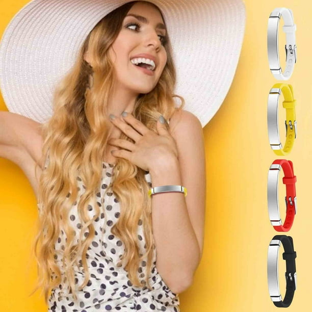 Pulsera Luminosa Antipérdida para Niños | Pulsera Ajustable de Acero Inoxidable con Placa de Identificación para Niños y Niñas | Pulsera de Seguridad Grabable para La Escuela, Viajes y Fiestas