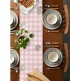thumbnail image 5 of Pink Buffalo Plaid Table Runner Farmhouse Pink White Checkered Tablerunners 18 x 72 Inch, Table Decorations Tabletop Scarf for Summer Gathering Holiday Farmhouse Kitchen Dining Decor, 5 of 6